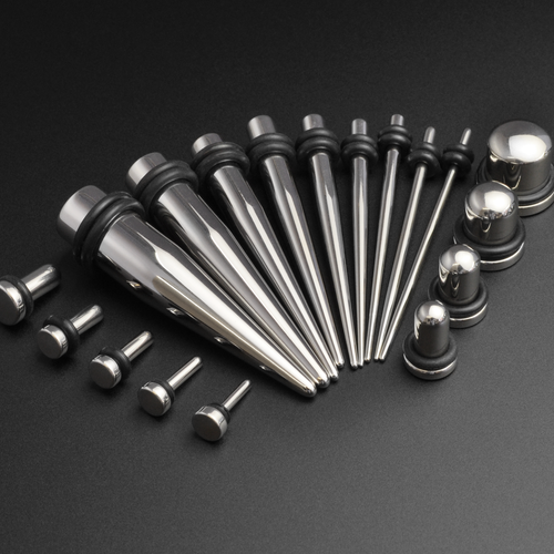 Kit D'écarteurs D'oreille Acrylique Noir - Pince Oreille Et Septum - Stretch It Body Jewellery