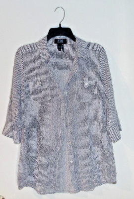 FDJ Brand (French Dressing Jeans), Shirt Womans Size 8, Blue White, Button Up