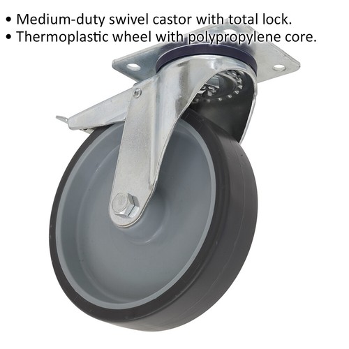 75 mm Thermoplast Lenkrollenrad - harter PP-Kern - 25 mm Lauffläche - Total Lock - Bild 2 von 6