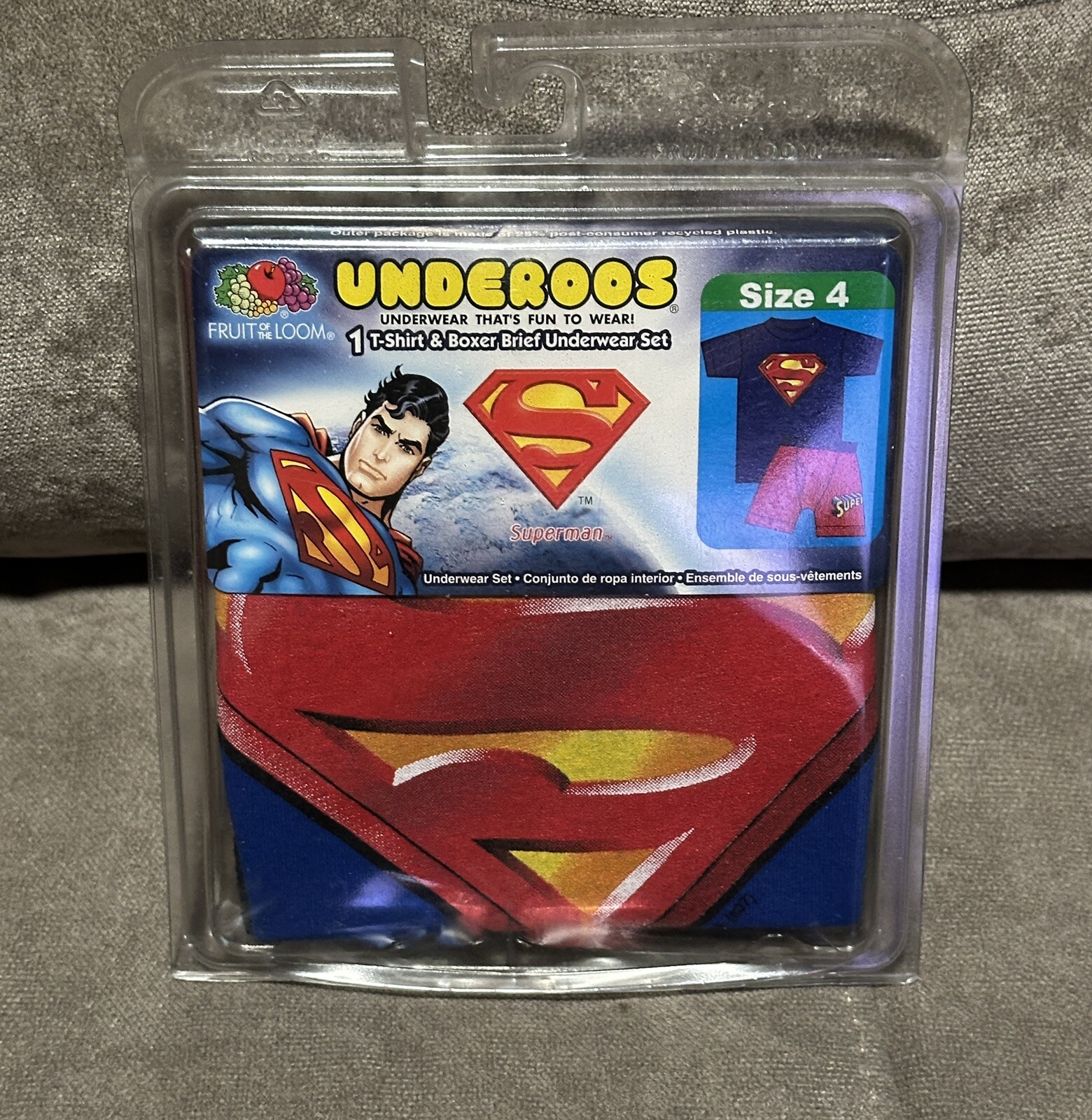 New Fruit of the Loom " Superman " Underoos Boy's Size 4 From 2007