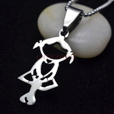 Silver Tone Stainless Steel Girl's Boy's Women's Charm Pendant Necklace Chain