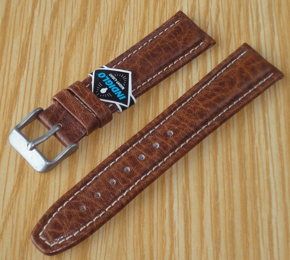 Nautica Cronógrafo Indiglo Cuero Genuino Banda Marrón 20mm/18 -Austria, Nuevo Nuevo de Lote Antiguo Foto 2 de 4