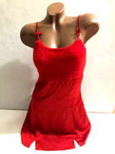 For Love  Lemons Victoria's Secret Red Fiona Faux Fur Slip Dress S NWT