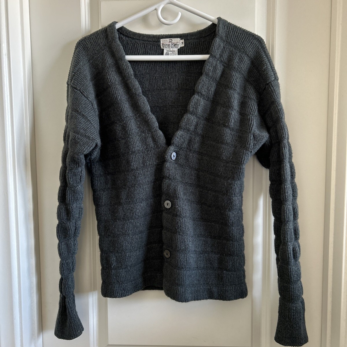 VTG 70s Neiman Marcus Cardigan Sweater Womens M Pure Wool 3 