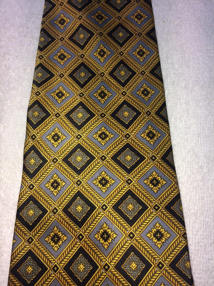 CORBATA HOMBRE HOY 3,75 X 58 DORADA CON NEGRO Y AZUL PIZARRA NUEVA SIN ETIQUETAS Foto 3 de 4