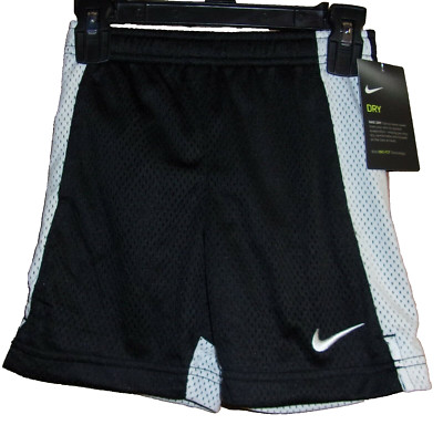 NIKE Dri Fit Black & White Swoosh Boy's Shorts Size: 4 Style: 86B222 NWT $24