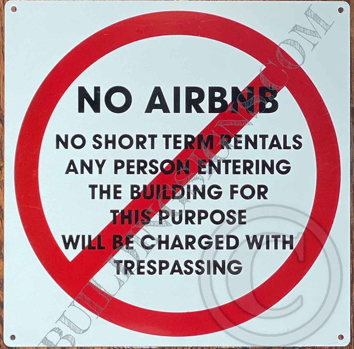 NO AIRBNB NO Short Term Rental Sign (White, Reflective,10X10)-REF24-1027