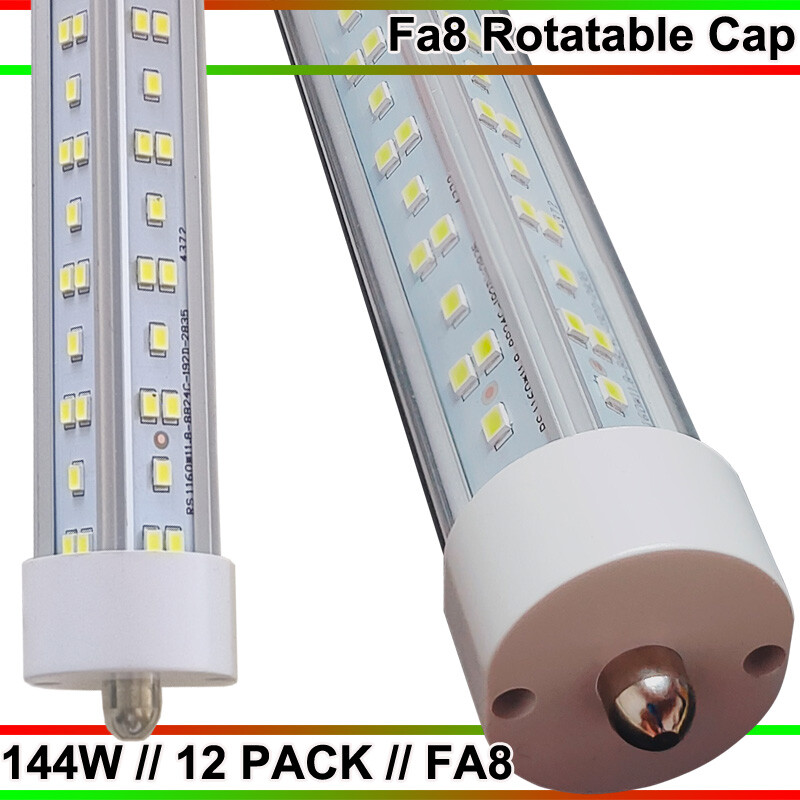 8FT LED Shop Light 12Pack 144W T8 Single Pin 6500K Tube Light  
