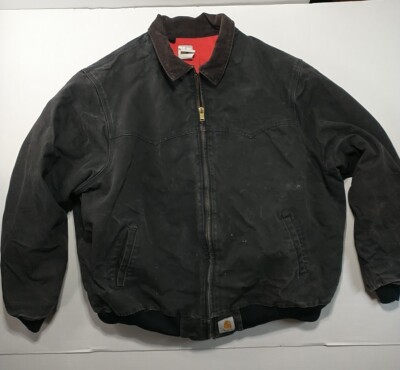 ★Carhartt Santa Fe Jacket M寸★USA J13 BLK Vintage Carhartt Canvas Santa Fe Western Work Jacket Size 2XL Tall