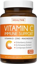 Healths Harmony Immune Support Supplement Elderberry Vitamin C and Zinc 60ct