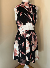 Forever 21 Black Cream Pink High Neckline Sleeveless Mini Dress Large