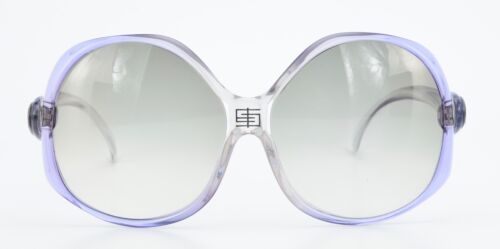 EMILIO PUCCI Vintage 70s Damen Sonnenbrille 7 50 Oversize Rund Lila Transparent - Picture 3 of 9