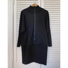 Le Crillon Black Wool Half-zip Sweater Dress, size 6