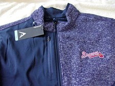 NWT Antigua zippered jacket, mens XL, Atlanta Braves, navy blue, polyester