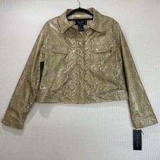 Fuda Sport Tan Faux Leather Snake Print Biker Jacket - Xl New (1i)