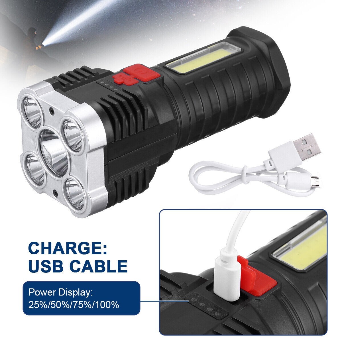 Lampe Torche LED XHP99 Super Lumineuse 100 000 lumens, Lampe de Poche Lampe Torche LED XHP99 Super Lumineuse 100 000 lumens, Lampe de Poche
