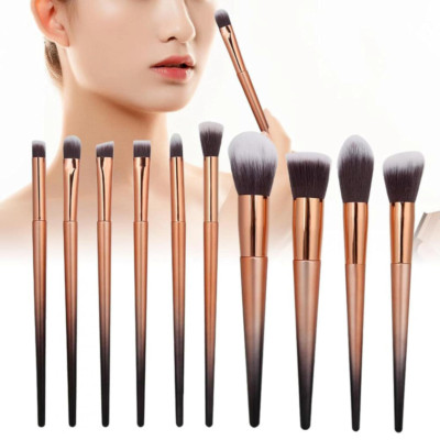 10 Stück Farbverlauf Rosegold Make-up Pinsel Set für Augen und Gesicht