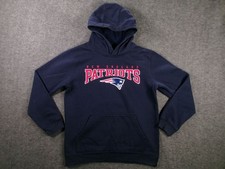 NFL Team Apparel New England Patriots Youth L Hoodie Navy Pullover Graphic Logo