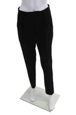 Theory Womens Pleated Front Slim Leg Dress Pant Trousers Black Wool Size 6