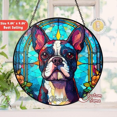 Custom Dog Portrait, Stained Glass Suncatcher, Pet Memorial, Loss Gift