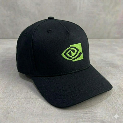 Premium Nvidia Logo Embroidered Hat - Black Kaki Twill Direct Embroidery Cap