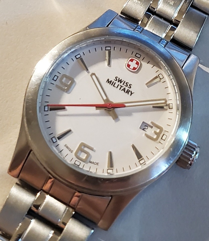 St Quartz SWISS MILITARY SWISS PRE-OWNED GREAT DIAL 30MM ST STEEL QUARTZ LADY'S ...