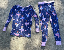 Little Sleepies Girls 3T 2pc Bamboo Stretch Pajama Set Blue Ballerina Stars