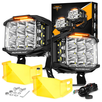 2x AUXBEAM 5'' LED Light Bar DRL Cube Spot Pods For Can-Am Maverick X3 MAX Turbo