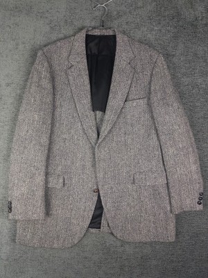 VTG Stafford Harris Tweed Wool Blazer Mens 46R Single Breasted Business Career