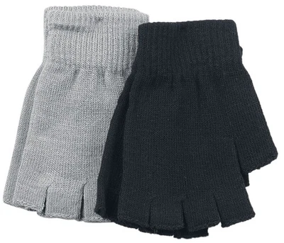 Black Premium by EMP Damen Doppelpack grau-schwarze Kurzfingerhandschuhe mit