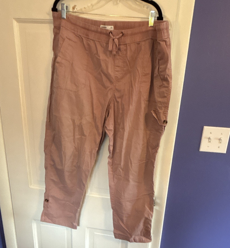 Sonoma Women’s Pink Cargo Pants Plus 16W Cotton Blend Drawstring Pockets