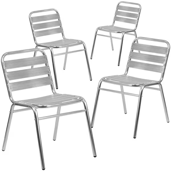 Flash Furniture Commercial Aluminum Restaurant Stack Chair, PK4 4-TLH-015-GG