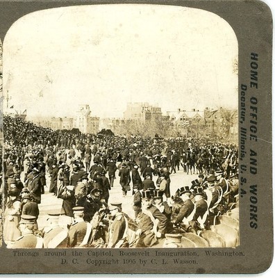 Huge Crowd around the US Capitol Roosevelt's Inauguration  Wasson Stereoview