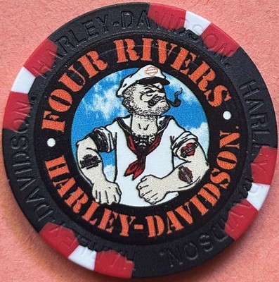 Harley Davidson Wide Print POPEYE Poker Chip  Four Rivers HD Paducah, KY  CLOSED