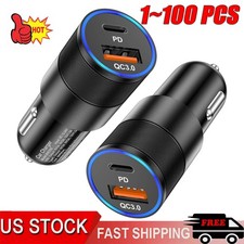 Dual USB PD Type-C Car Charger 30W Fast Adapter For iPhone 14 13 11 Pro Max lot