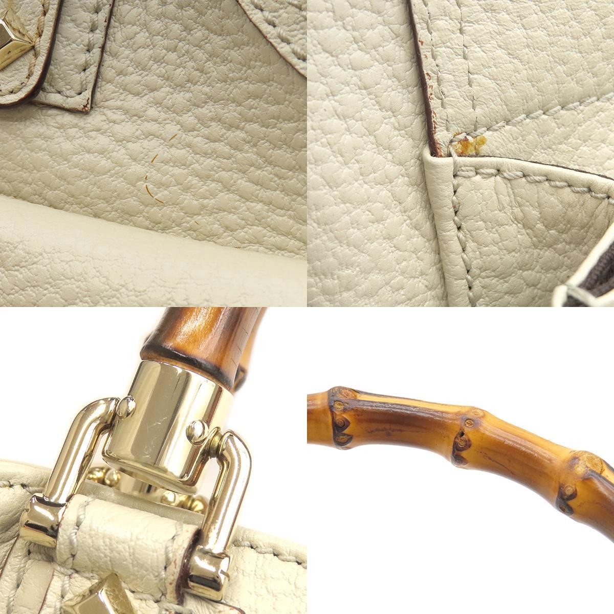 GUCCI Hand Bag  Leather White Studs W Pocket 137381 6340 thumbnail 9