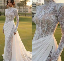 Gorgeous Mermaid Gown Wedding Dresses With Lace Appliques Floor-Length Bridal