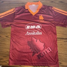 AS Roma Jersey Balbo 10 Vintage Style Soccer Shirt Red Orange Large