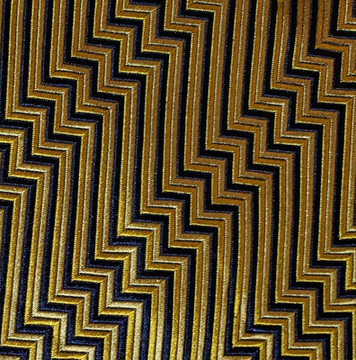 GIANNI VERSACE ~ MENS SILK DRESS TIE ~ GOLD & BLUE ~ ZIG ZAGS ~ 59''