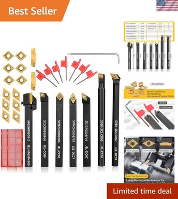 Indexable Lathe Turning Tool 21Pcs Kit 5/16'' 8mm Shank 7 Pcs Metal Lathe Tool...