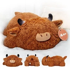 4 Lbs Weighted Stuffed Animals - Heavy Belly & Limbs, 23" Highland Cow Plush ...