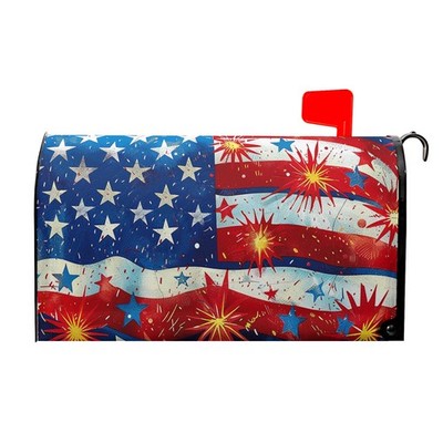 American Flag Magnetic Mailbox Cover Fireworks and Flag USA Holiday Mailbox C...