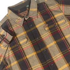 Orvis Classic Collection Flannel Shirt Mens XXL Brown Plaid Herringbone Thick