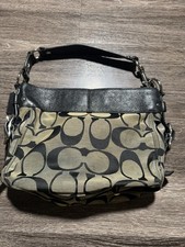 Coach Zoe Hobo Handbag Gray Black Monogram
