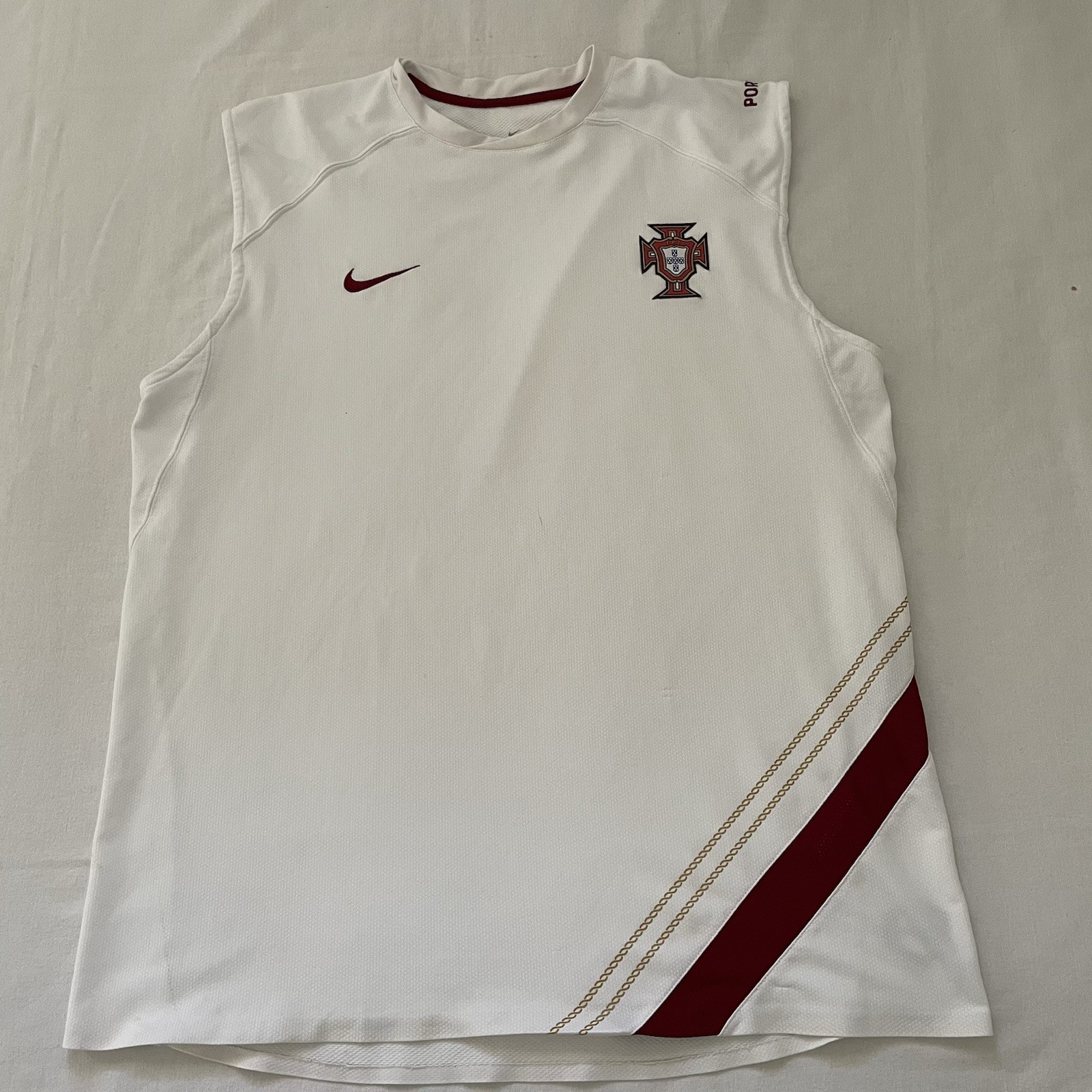 VTG Y2K Nike Portugal Sleeveless Soccer Jersey Men XL White Sphere Dry UEFA