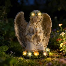 Garden Angel Statues for Outside, Solar Praying Angels Outdoor White