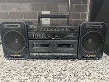Vintage SHARP Boombox Radio Dual Cassette Player Recorder WF-A500 Detachable Spe