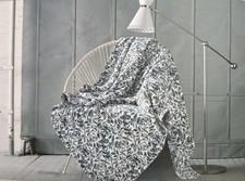 Monte & Jardin Coperta in Velluto 152x177 cm Blu Stampato Divano Letto Lusso