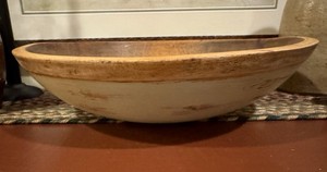 Vintage Wooden Dough Bowl, Distressed Base