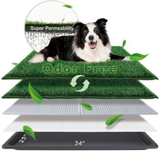 Large Dog Grass Pad with Tray 34 23 , Indoor Potty Tray with Hemmed Edge